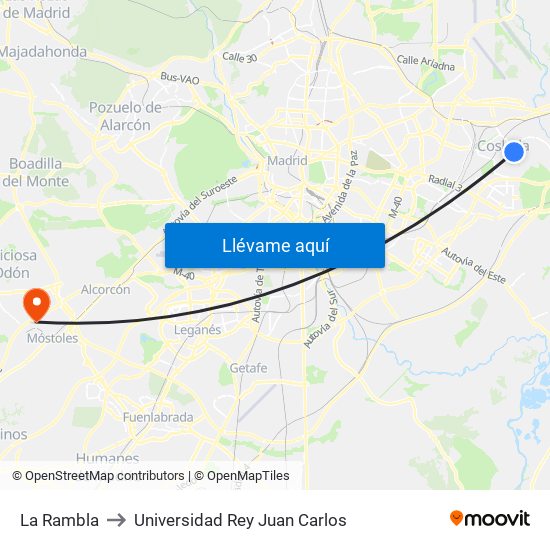 La Rambla to Universidad Rey Juan Carlos map
