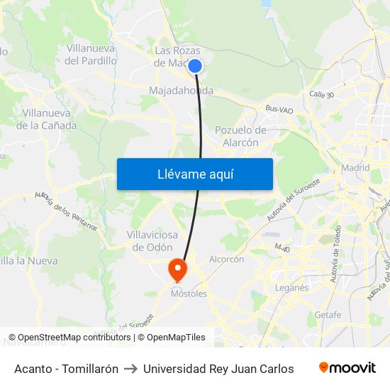 Acanto - Tomillarón to Universidad Rey Juan Carlos map