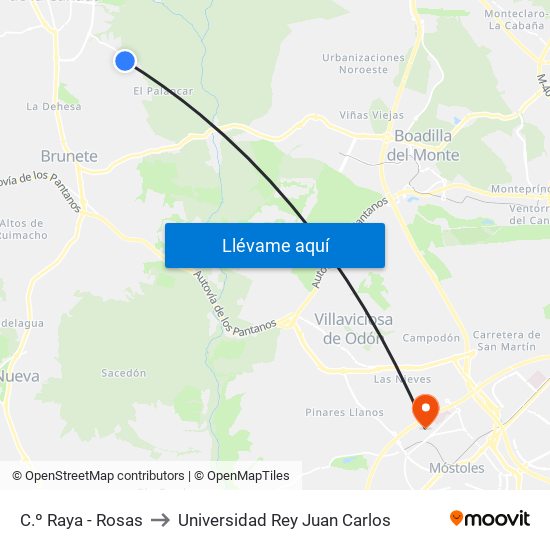 C.º Raya - Dalias to Universidad Rey Juan Carlos map