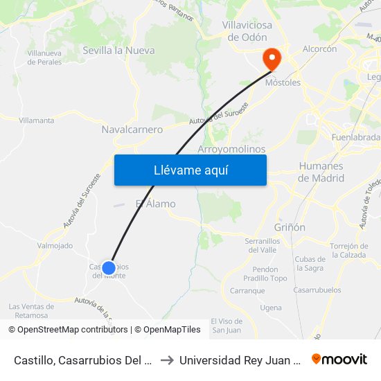 Castillo, Casarrubios Del Monte to Universidad Rey Juan Carlos map
