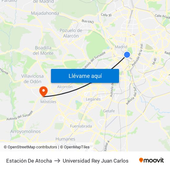 Estación De Atocha to Universidad Rey Juan Carlos map