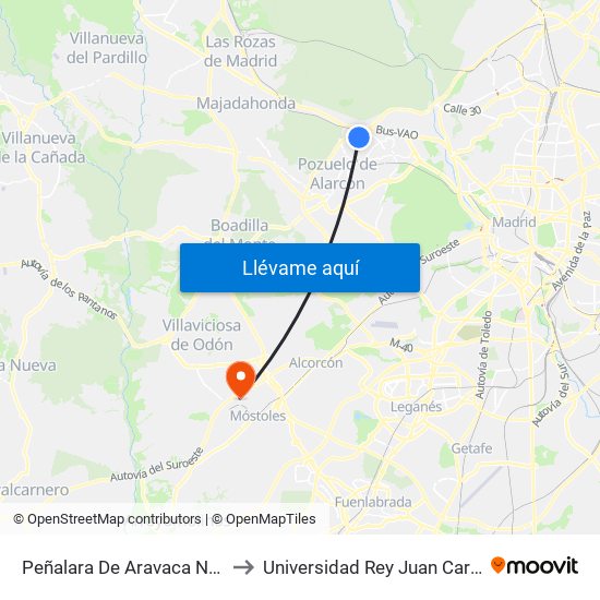 Peñalara De Aravaca Nº7 to Universidad Rey Juan Carlos map