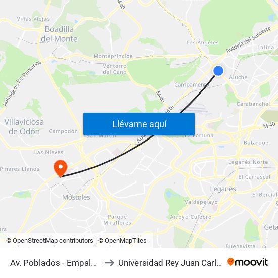 Av. Poblados - Empalme to Universidad Rey Juan Carlos map