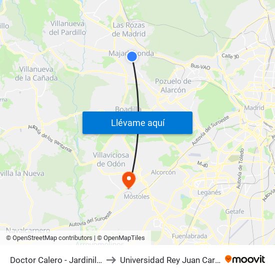 Doctor Calero - Jardinillos to Universidad Rey Juan Carlos map