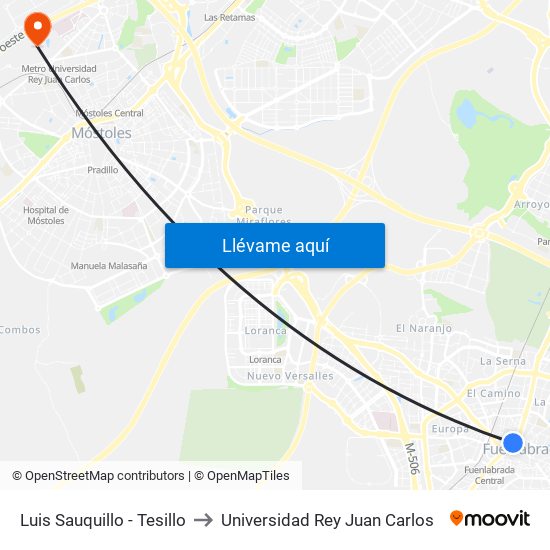 Luis Sauquillo - Tesillo to Universidad Rey Juan Carlos map