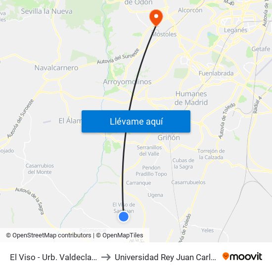 El Viso - Urb. Valdeclara to Universidad Rey Juan Carlos map
