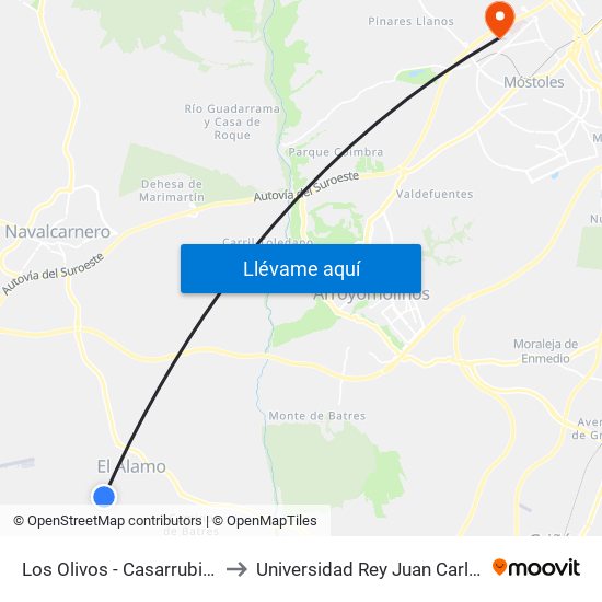 Los Olivos - Casarrubios to Universidad Rey Juan Carlos map