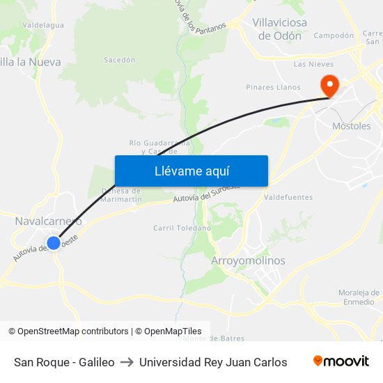San Roque - Galileo to Universidad Rey Juan Carlos map