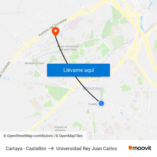 Cartaya - Castellón to Universidad Rey Juan Carlos map