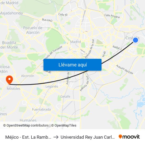 Méjico - Est. La Rambla to Universidad Rey Juan Carlos map