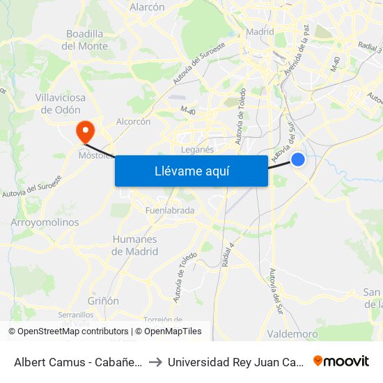 Albert Camus - Cabañeros to Universidad Rey Juan Carlos map