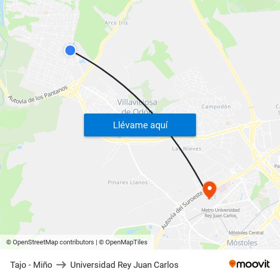 Tajo - Miño to Universidad Rey Juan Carlos map