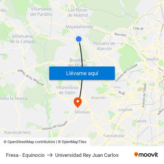 Fresa - Equinocio to Universidad Rey Juan Carlos map