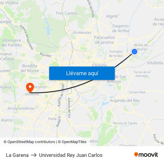 La Garena to Universidad Rey Juan Carlos map