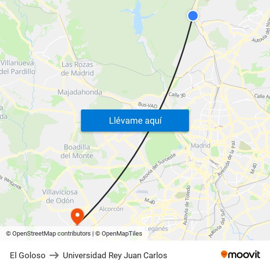 El Goloso to Universidad Rey Juan Carlos map