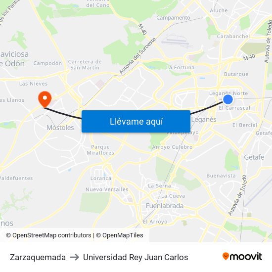 Zarzaquemada to Universidad Rey Juan Carlos map