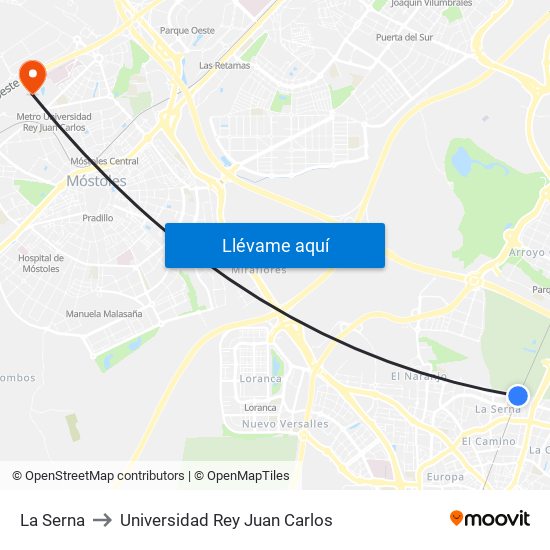 La Serna to Universidad Rey Juan Carlos map
