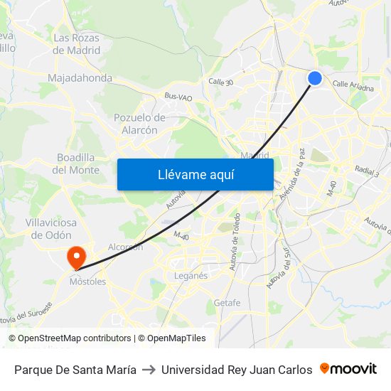 Parque De Santa María to Universidad Rey Juan Carlos map