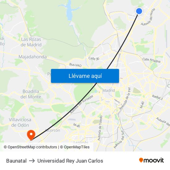 Baunatal to Universidad Rey Juan Carlos map