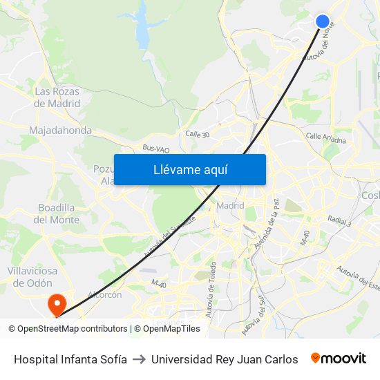 Hospital Infanta Sofía to Universidad Rey Juan Carlos map
