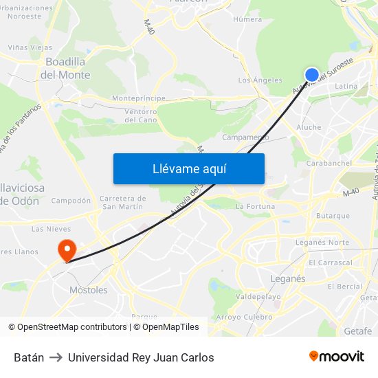 Batán to Universidad Rey Juan Carlos map