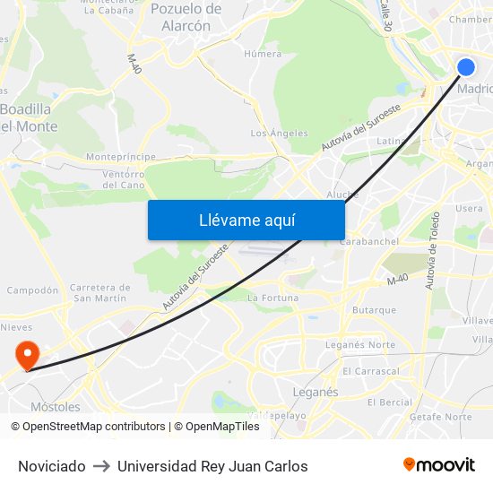 Noviciado to Universidad Rey Juan Carlos map