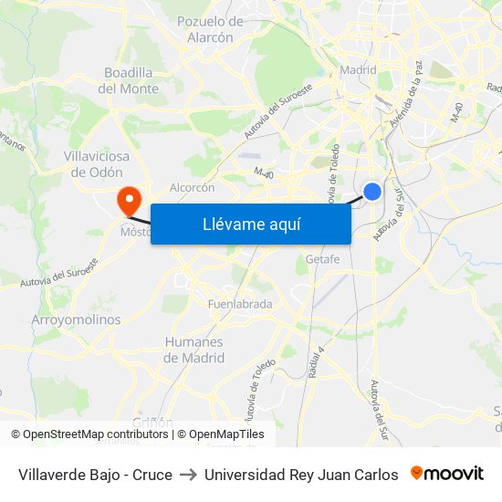 Villaverde Bajo - Cruce to Universidad Rey Juan Carlos map