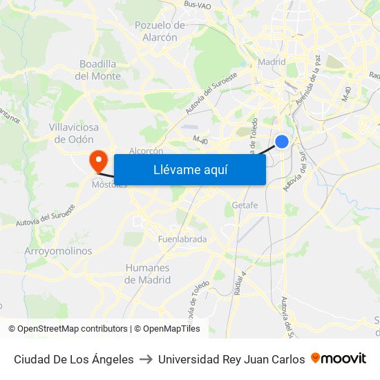 Ciudad De Los Ángeles to Universidad Rey Juan Carlos map