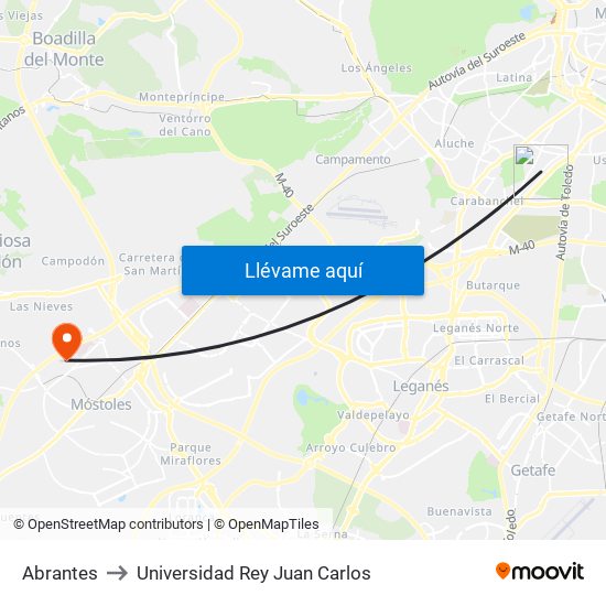 Abrantes to Universidad Rey Juan Carlos map