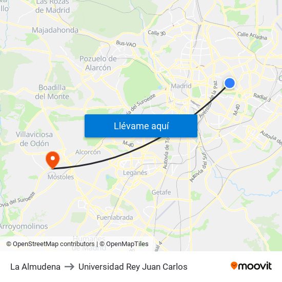 La Almudena to Universidad Rey Juan Carlos map