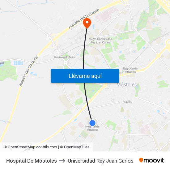 Hospital De Móstoles to Universidad Rey Juan Carlos map