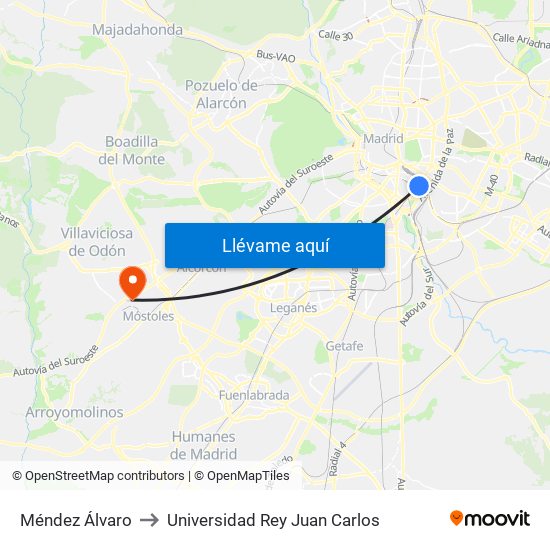 Méndez Álvaro to Universidad Rey Juan Carlos map