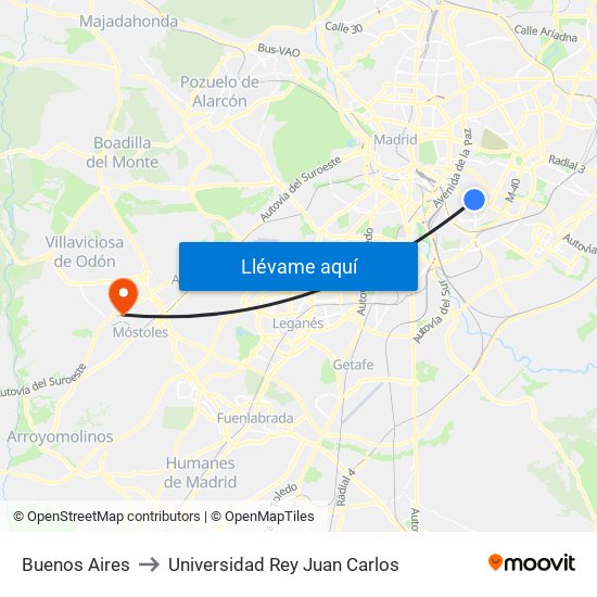 Buenos Aires to Universidad Rey Juan Carlos map