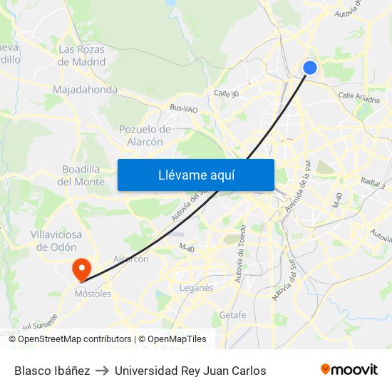 Blasco Ibáñez to Universidad Rey Juan Carlos map