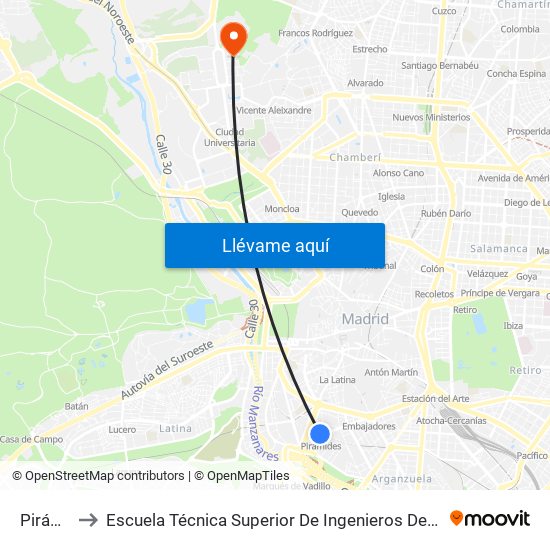 Pirámides to Escuela Técnica Superior De Ingenieros De Telecomunicación Upm map