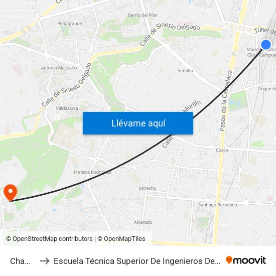 Chamartín to Escuela Técnica Superior De Ingenieros De Telecomunicación Upm map