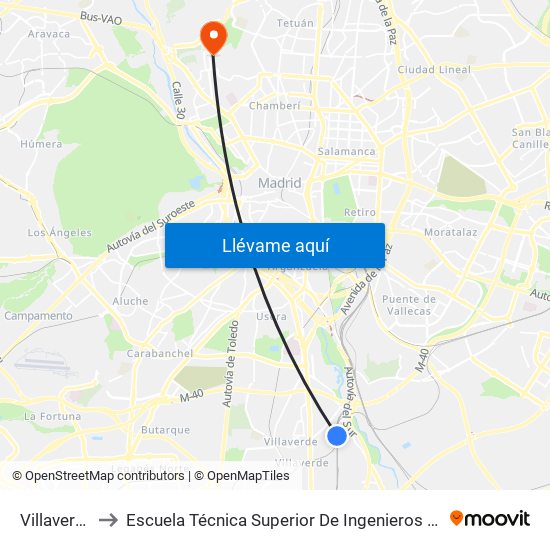 Villaverde Bajo to Escuela Técnica Superior De Ingenieros De Telecomunicación Upm map