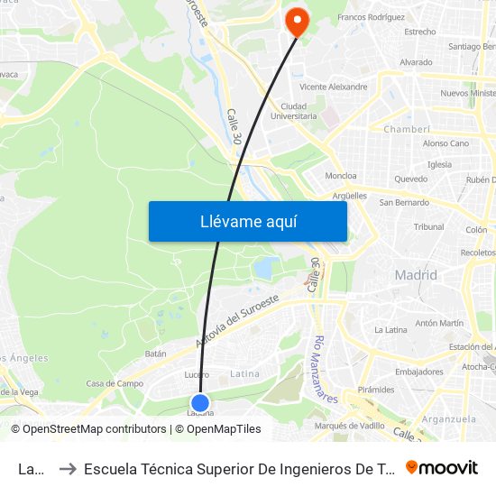 Laguna to Escuela Técnica Superior De Ingenieros De Telecomunicación Upm map