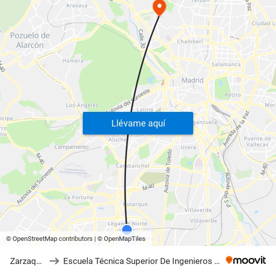 Zarzaquemada to Escuela Técnica Superior De Ingenieros De Telecomunicación Upm map