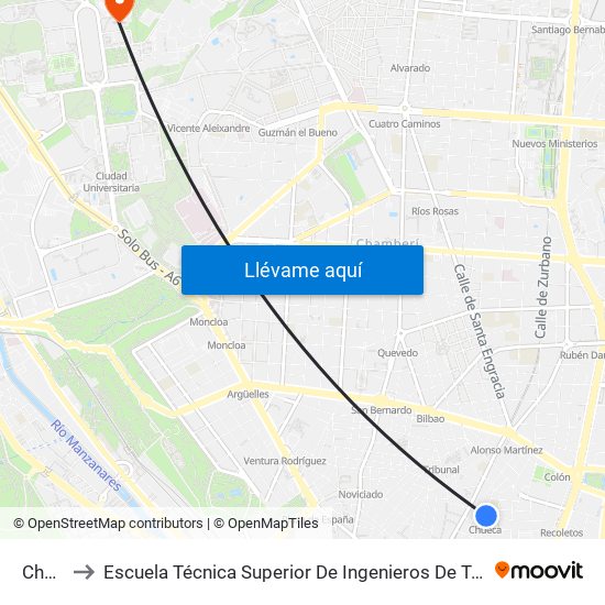 Chueca to Escuela Técnica Superior De Ingenieros De Telecomunicación Upm map