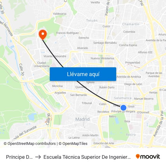 Príncipe De Vergara to Escuela Técnica Superior De Ingenieros De Telecomunicación Upm map