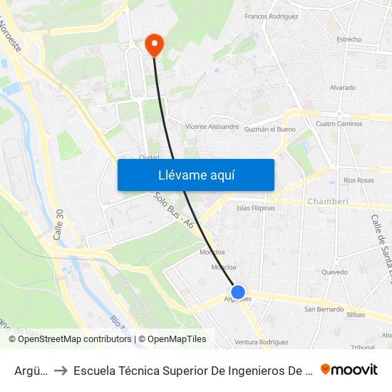 Argüelles to Escuela Técnica Superior De Ingenieros De Telecomunicación Upm map