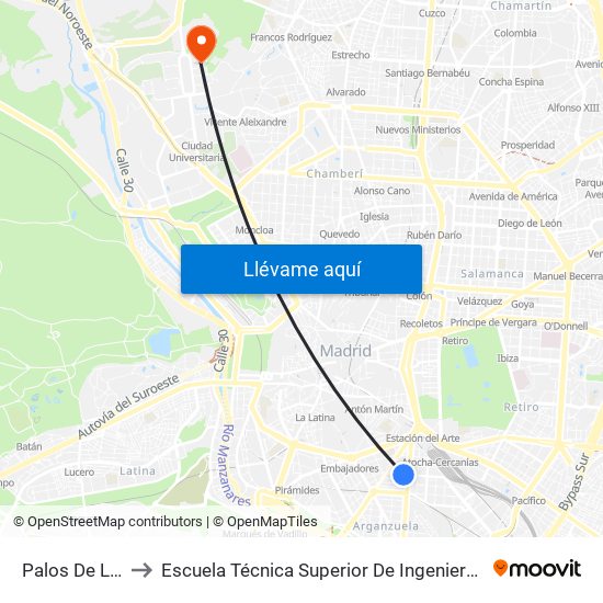 Palos De La Frontera to Escuela Técnica Superior De Ingenieros De Telecomunicación Upm map