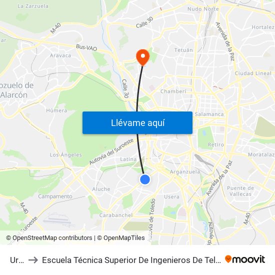 Urgel to Escuela Técnica Superior De Ingenieros De Telecomunicación Upm map