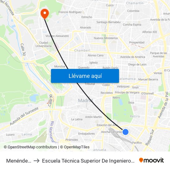 Menéndez Pelayo to Escuela Técnica Superior De Ingenieros De Telecomunicación Upm map