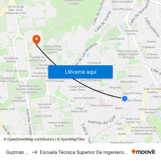 Guzmán El Bueno to Escuela Técnica Superior De Ingenieros De Telecomunicación Upm map