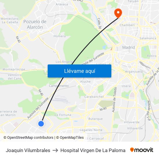 Joaquín Vilumbrales to Hospital Virgen De La Paloma map