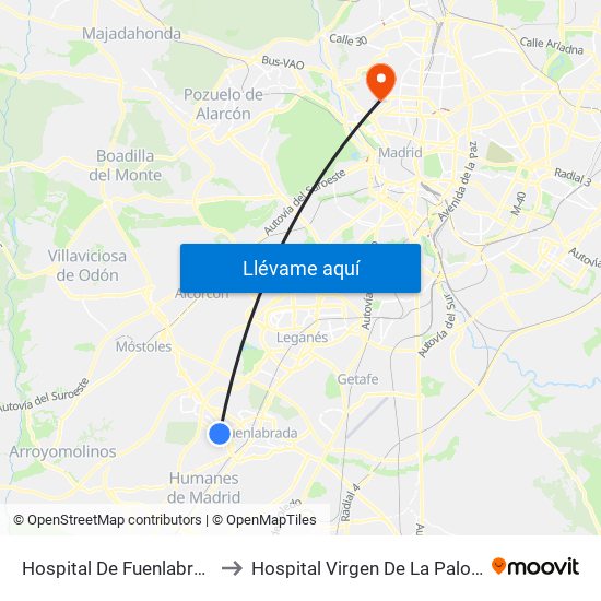 Hospital De Fuenlabrada to Hospital Virgen De La Paloma map
