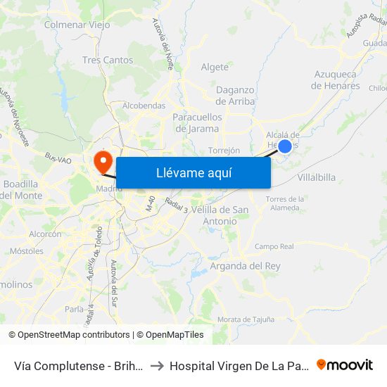 Vía Complutense - Brihuega to Hospital Virgen De La Paloma map