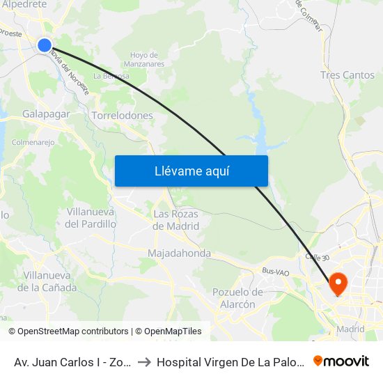 Av. Juan Carlos I - Zoco to Hospital Virgen De La Paloma map